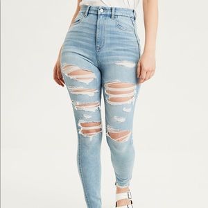 American Eagle Super high rise ripped jeggings